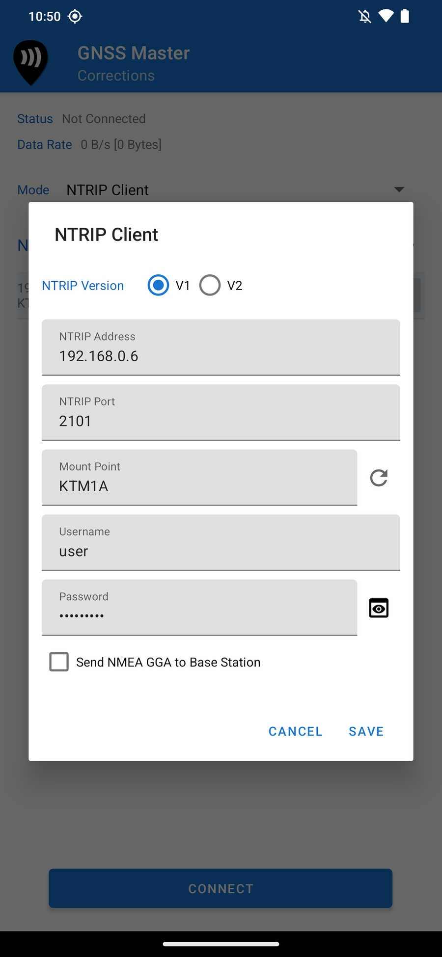 Adición de una conexión de cliente NTRIP