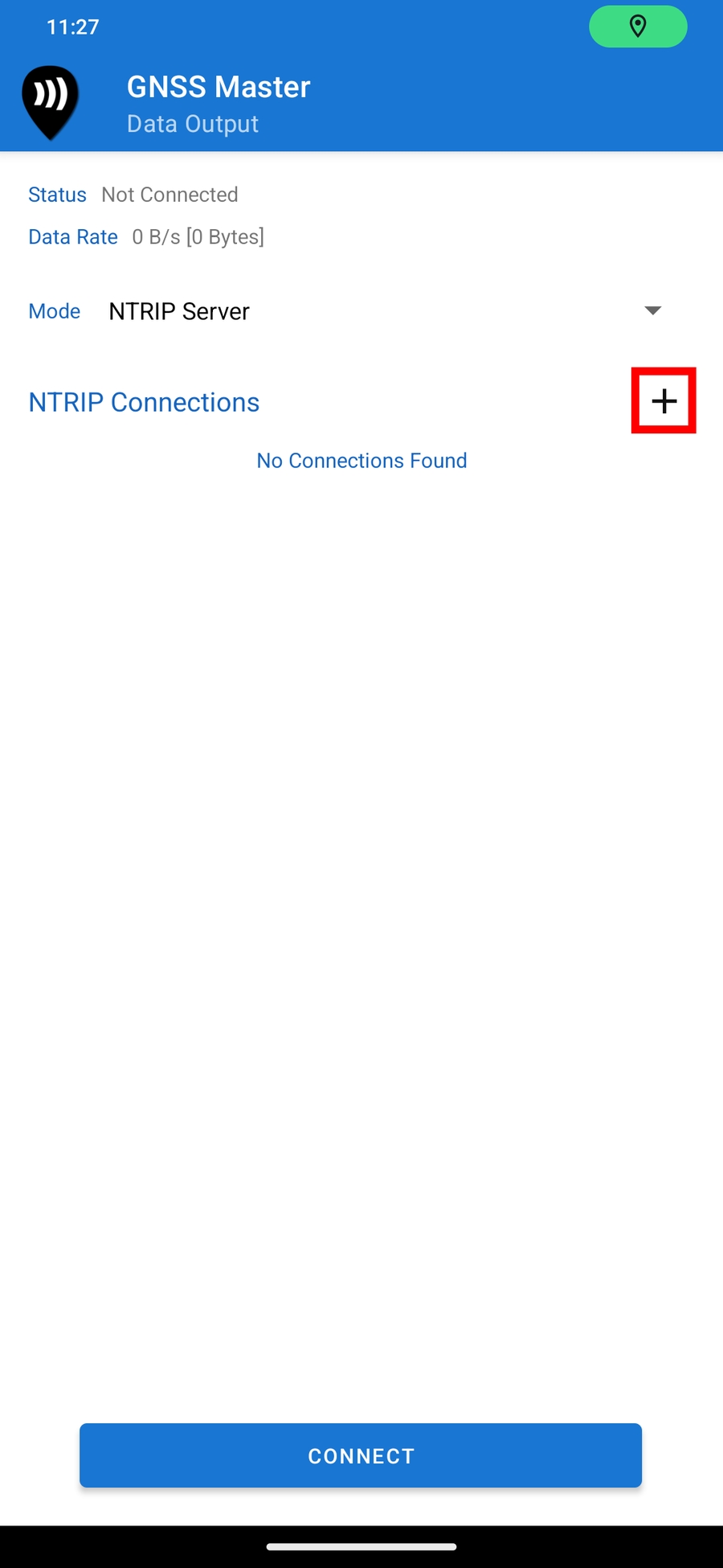 La página de salida de datos del servidor NTRIP