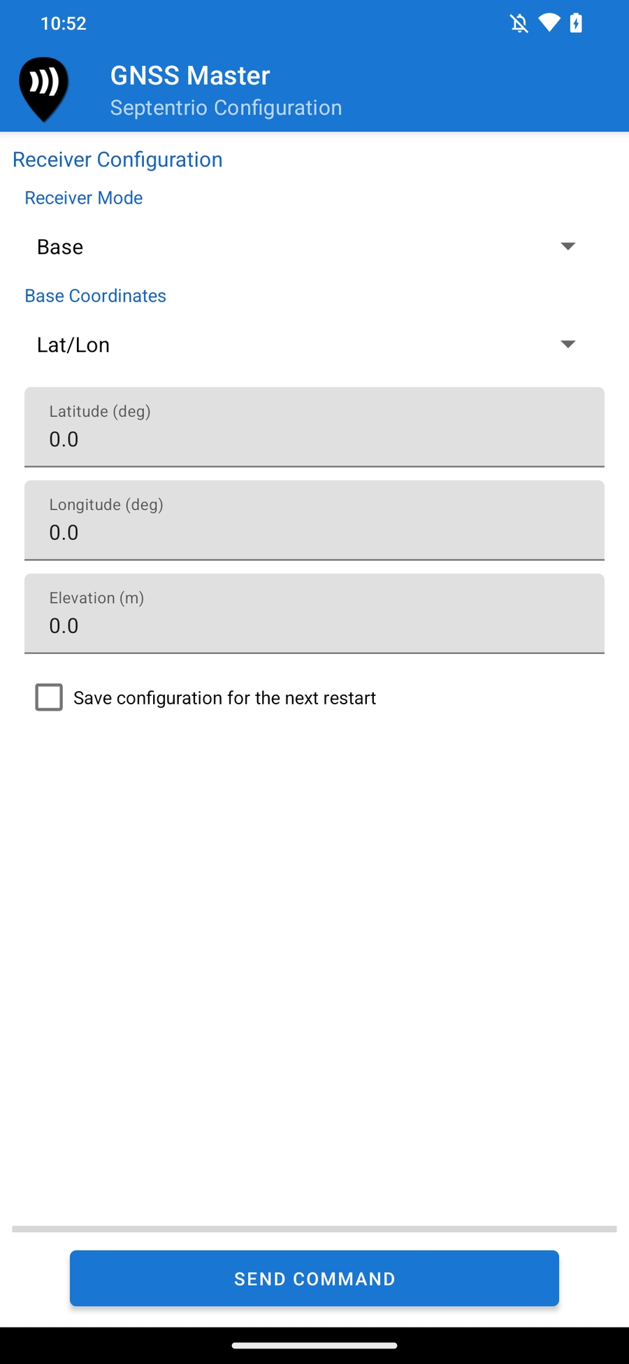 Configuración de la base de Septentrio