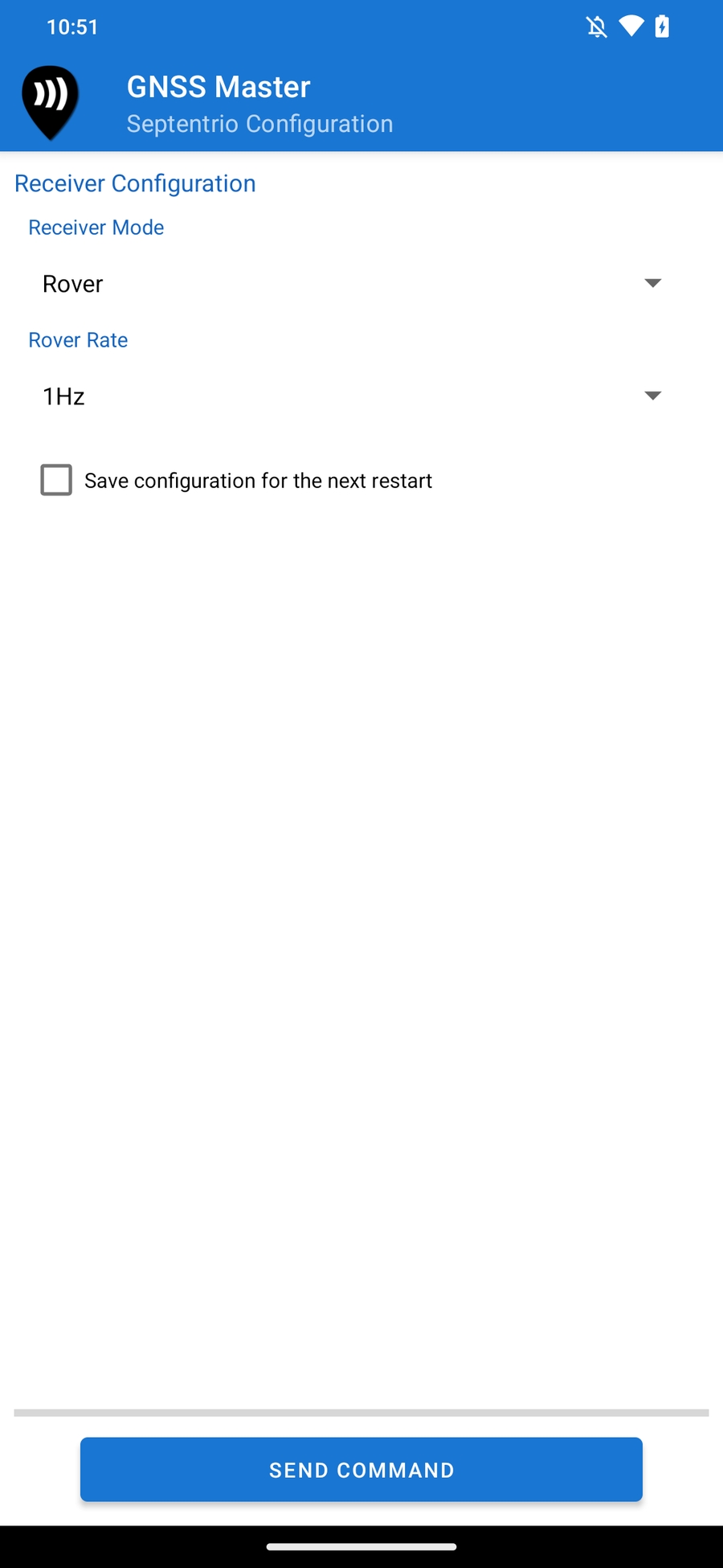 Configuración del rover Septentrio