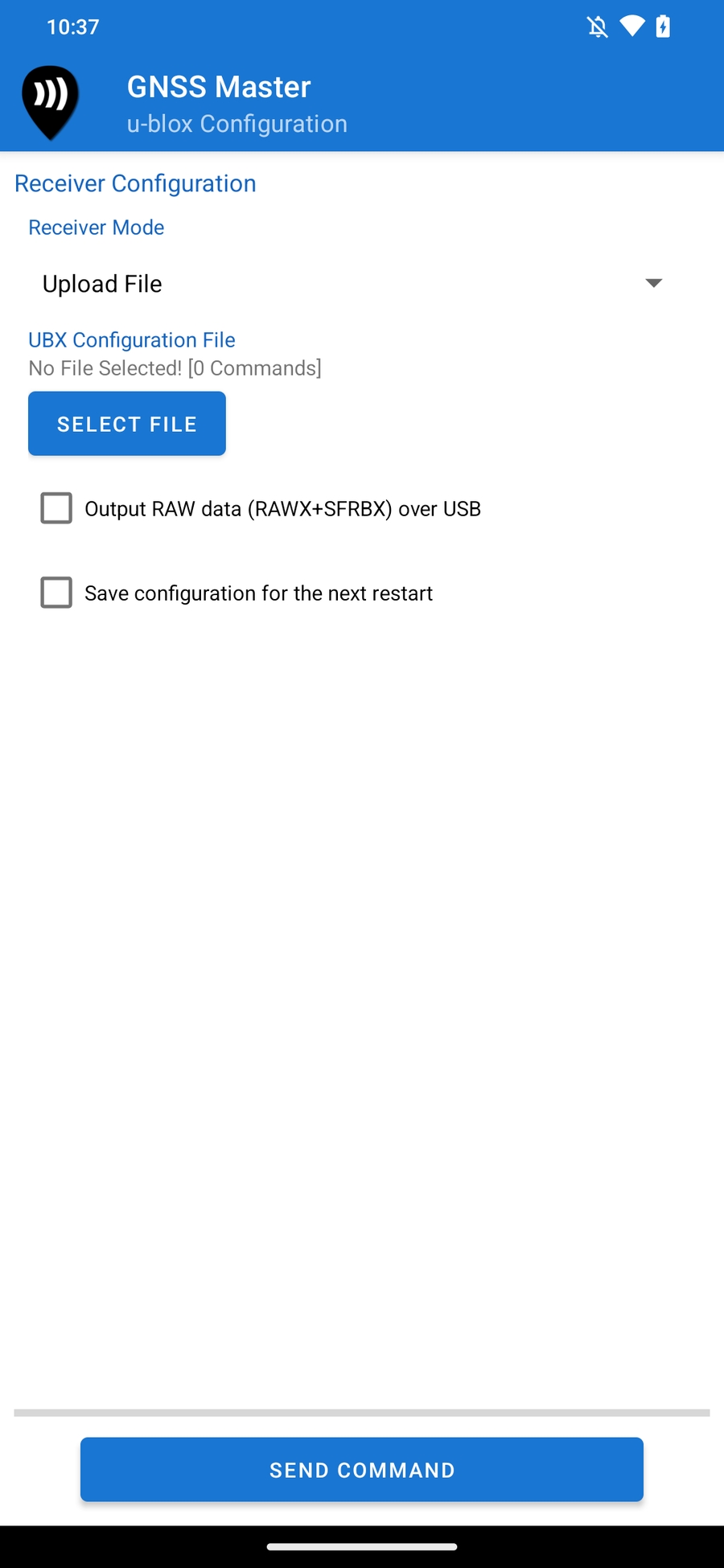 Carga del archivo de configuración de u-blox
